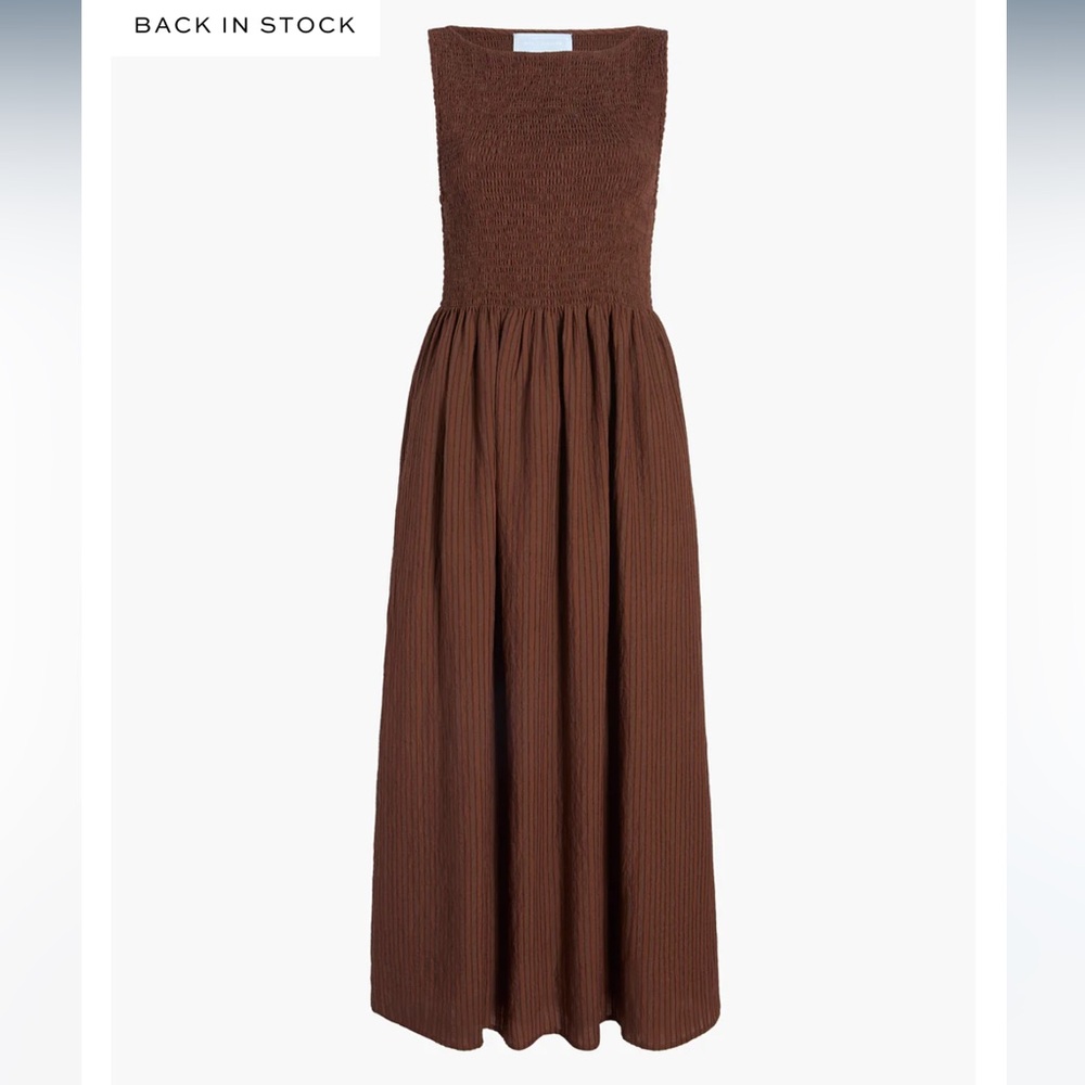 Hill House Home Cosima Dress in Chocolate Tonal Seersucker